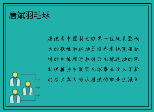 唐斌羽毛球